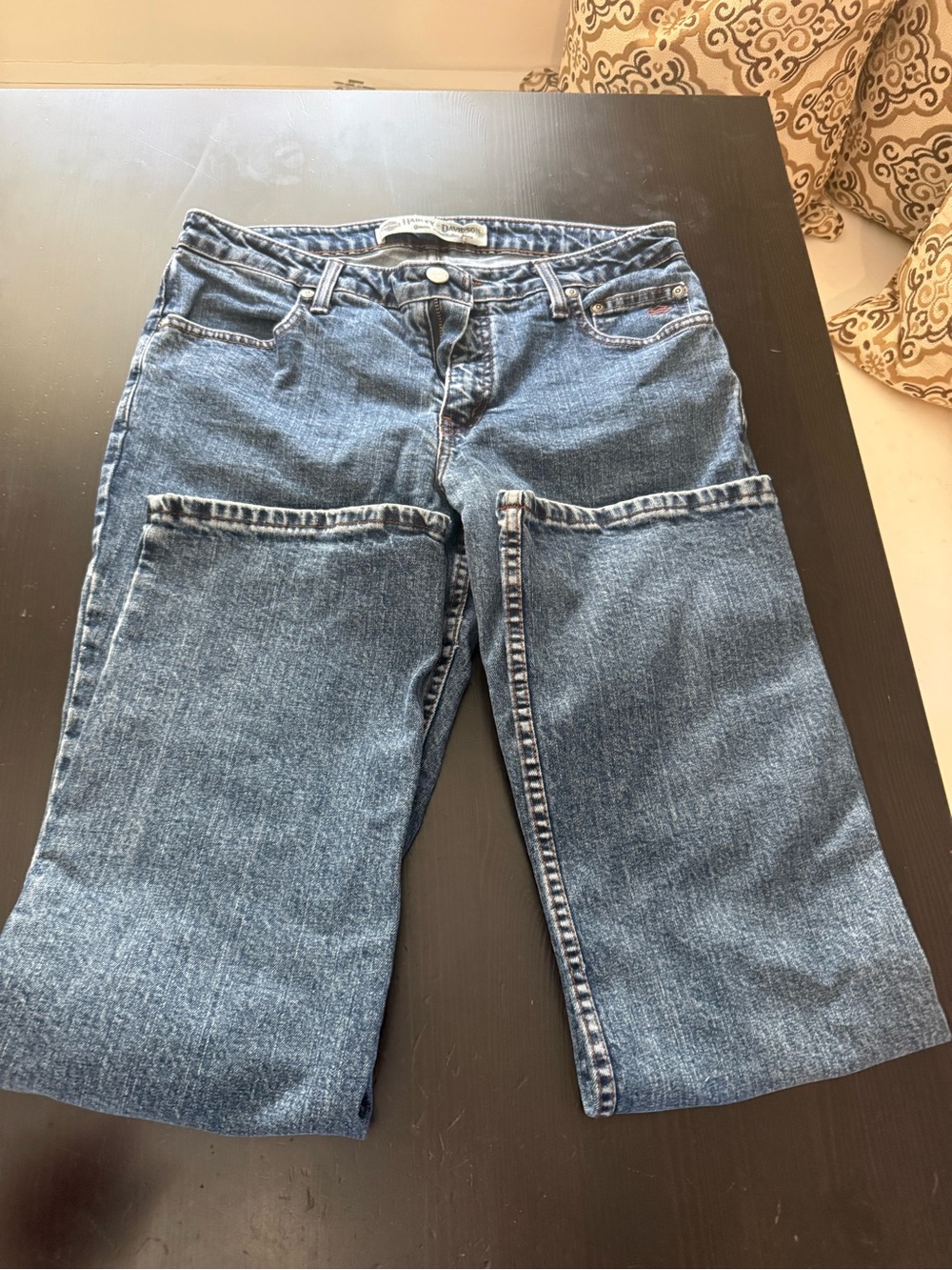 Harley-Davidson Blue Denim Waistband with Brown Stitching